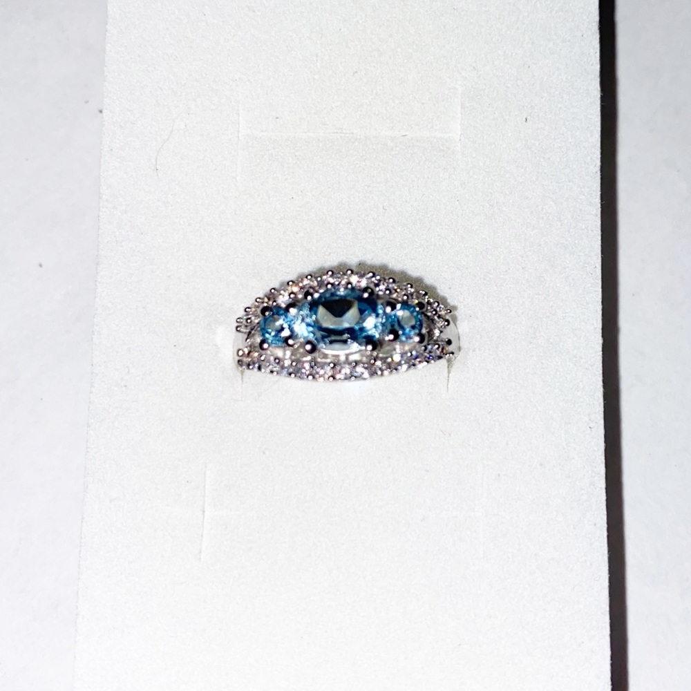 1.2ct Swiss Topaz &Diamond Cut White Sapphire Ring
